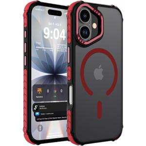 DEERLAMN Strong Magnetic Case for iPhone 17 6.3-Inch,[Compatible with Magsafe][Military Grade Drop Protection] Translucent Matte Shockproof Protective Phone Cover-Frosted Red