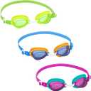 Bestway Swimming Goggles for Kids and Junior | Adjustable Strap and UV Protective Coating, Aqua Burst Essential, Assorted Colours
