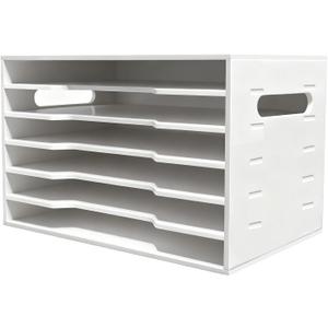 12x18 Construction Paper Organizer,6 Tier Construction Paper Organizer,File Sorter Storage,Large File Suitable for Home,School and Offices,White