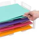 We R Memory Keepers 12x12 Inch Paper Trays, for Storing Paper, Embellishments, Tools, and More, Organization System, 4-Pack of Acrylic Trays, Easy Assembly, and Storage