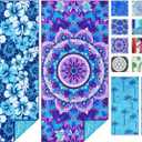 2 Pack Microfiber Thin Beach Towel Lightweight 71x32 Oversized Extra Large Sand Free Towels Quick Dry for Travel Pool Yoga Gym Sports Beach Accessories Vacation Essential Gift (2 Pcs Mandala Porcelain)
