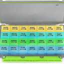 BUG HULL Monthly Pill Organizer, Moisture-Proof Large 28 Days Pill Box with Removable 4 Weeks Pill Case Rows, Medicine Pills Organizers, Travel Pill Organizer with One Month Pill Container-Light Black
