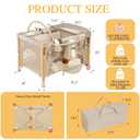 5-in-1 Baby Bassinet, One-Hand Setup Foldable Baby Playpen, Khaki | Portable Pack and Play for Newborn to Toddler with Bassinet ,Waterproof Diaper Changer & Mattress, 0-36 Months, Khaki