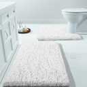 Yimobra Bathroom Rugs Sets 2 Piece, Luxury Shaggy Extra Thick Bathroom Rugs, Plush Non-Slip Mats for Bath Room Floor, U-Shaped Toilet Mat, Ultra Absorbent, 31.5 x 19.8 + 24.4 x 20.4 Inches,White