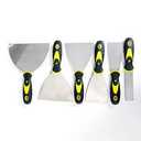 KEZERS Drywall Hand Tool Kit, 7 Pieces 3" 4" 5" 6" 8" 12" Stainless Steel Drywall Knife with Metal Hammer End, includes Putty Knife, Taping Knife, and 12" Mud Pan with Ergonomic Grip for Drywall Work