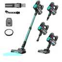 N3T Cordless Vacuum Cleaner,Wireless Stick Vacuum with 40mins Runtime,Self-Standing,Anti-Tangle Brush,Rechargeable Lightweight Vacuum Cleaner for Home,Hardwood Floor,Pet Hair, Carpet-Teal