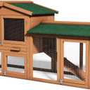 58" Wooden Rabbit Hutch Large Chicken Coop Weatherproof Indoor Outdoor Use 58'' x 20.5'' x 34'