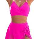 Blooming Jelly Womens High Waisted Bikini Sets Swim Skirt Mesh Swim Suits 2026 2 Piece Tummy Control Bathing Suits L