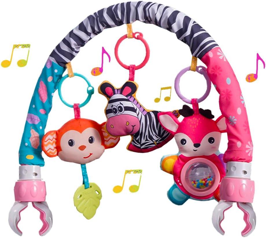 Crib Mobile for Girls, Baby Arch Mobile for Bassinet with Universal Clamps, Versatile Toy Bar for Bouncer Arch Toy 0-3 Months, Babies Gril Mobile Toys 0-6 Months Car Seat Stroller Toys (Pink)