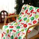 Christmas Flannel Throw Blanket 50 x 60 Inch Soft Warm Plush Holiday Decorative Throw Blanket for Couch Bed Sofa Fuzzy Flannel Lightweight Elegant Winter Gift Xmas Themed Print(Balls)