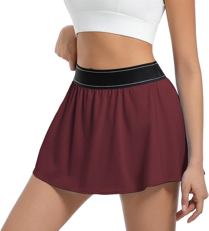 Tennis Skirts for Women Golf Mini Match Point Skirts Athletic Skorts for Workout Sports Running Pickleball Skater(Light Brown,Small)