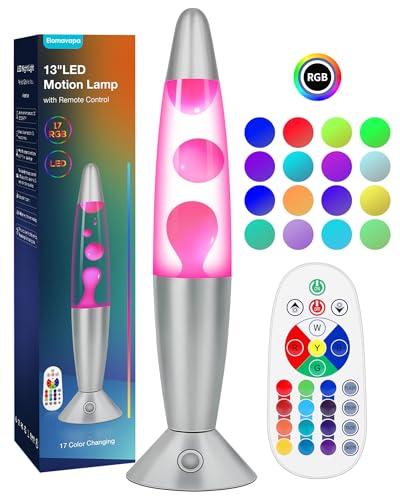 17 Colors Changing Liquid Motion Lamp with Remote: 13.5" Pink LED Night Light for Kids Adults - Relaxing Table lamp for Bedroom Office - Glitter Mood Lighting for Home Decor Christmas Decorations