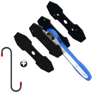 Brake Caliper Compression Tool, Brake Caliper Tool with 360 Degree Swing Ratchets, Caliper Piston Compressor Tool with 2PCS Steel Plates, Brake Caliper Press Tool with Brake Caliper Hooks, Blue