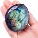 Labradorite Palm Stone Crystal Natural Chakra Reiki Polished Healing Pocket Worry Stone Crystal for Anxiety Stress Relief Therapy