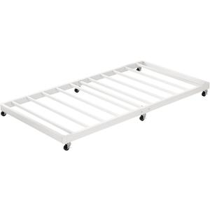 EMODA Roll Out Trundle Bed Twin with 6 Lockable Casters, White