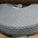 Elevated Nursing Pillow with Arm Pillow, Ergonomic Safety Memory Foam Breastfeeding Pillow, Adjustable Strap, Wider Cushion, Removable Cover & Side Pocket for Breastfeeding & Bottle Feeding