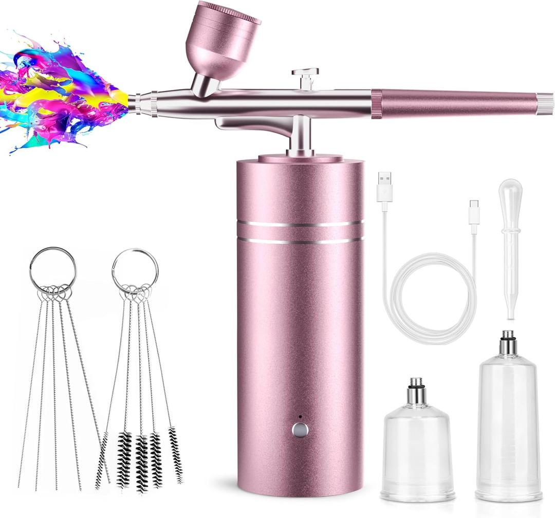 lussmioe 30PSI Airbrush for Nails Cordless Portable Airbrush Kit with Compressor High-Pressure Rechargeable Air Brush Spray Machine with 0.3mm Nozzle for Painting Makeup Model Barber Cookie Cake