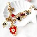 Purse CharmsHeart Black Zircon Bag Charms for Handbags Purse Keychain Bag Charm Chain Keychains for Women