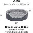 Furhaven Dog Bed for Large/Medium Dogs w/ Removable Washable Cover & Pillow Cushion Insert, For Dogs Up to 30 lbs - Two-Tone Faux Fur & Suede Oval Lounger - Gray, Large