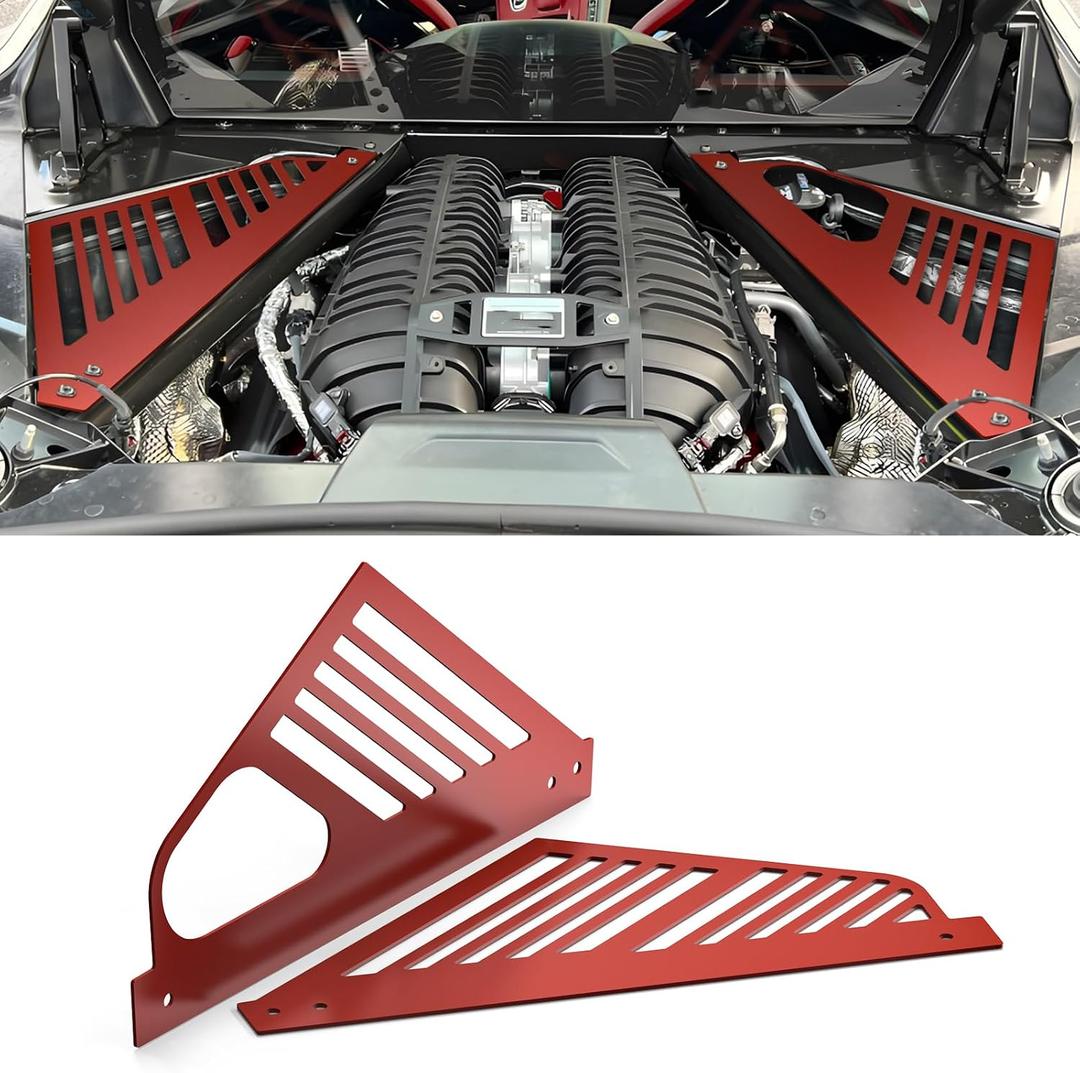 Bevinsee Engine Bay Panel Cover Aluminum 2PCS for C8 Corvette Accessories