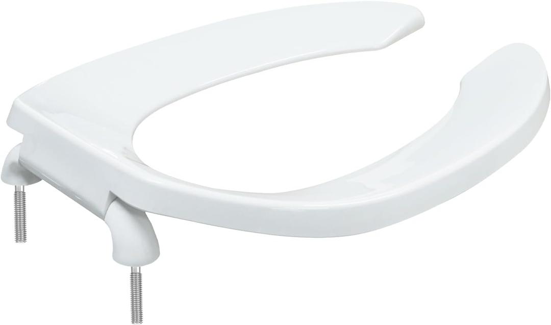 Heavy Duty Commercial Open Front Toilet Seat, Elongated 18.5-Inch, 1PACK