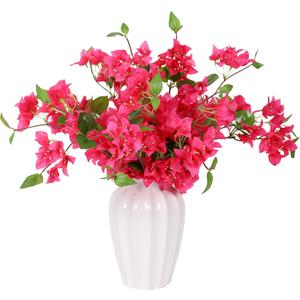 10 PCS Bougainvillea Artificial Flowers 30" Silk Fake Bougainvillea Branches Faux Flowers Vines for Home Garden Wedding Party Indoor and Outdoor Floral Arrangement and DIY Decor Rose Red