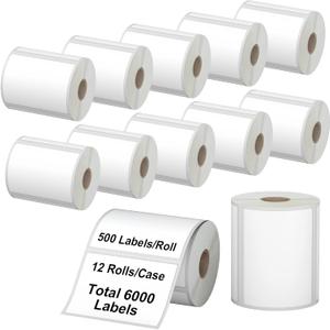 12 Rolls 6000 Pcs 4"x3" 3-Proof Direct Thermal Shipping Labels 1" Core Compatible with Zebra LP2844 ZP450 ZP505 ZD420 GX430T GK420T ZT410 ZD421 and Rollo MUNBYN, 103mmx76mm Thermal Sticker