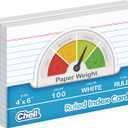Chell Ruled Index Cards 4x6 Inch Heavyweight, 100 Count, Ruled Front and Blank Back, 65 lb. Cover Weight, White