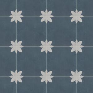 Peel and Stick Floor and Wall Tile for Bathroom Kitchen SPC Vinyl Self Adhesive Flooring 9x9In Blue Flower Encaustic Patterned Groutless Backsplash, 16 Tiles, 9.12 Sq Ft.