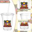 FoldTier 100 Pack Fiesta Plastic Cups 12 oz Mexican Aguas Frescas Disposable Cups with Lids and Straws Mexican Party Favors for May 5th Fiesta Taco Tuesday, Summer Party Supplies