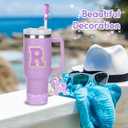 2 x Mity rain 6PCS Cup Accessories Set for Stanley Cup 30oz 40oz tumbler with handle, Including Silicone Straw Topper Cover Cap and Boot, Spill Proof Stopper, Handle Charm, Initials Sticker (Letter R)