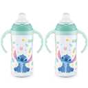 NUK Learner Cup, 10 Oz, Pack of 2, Disney's Stitch  Soft Spout, Easy-Grip Handles, BPA Free, Spill Proof Transition Sippy Cup