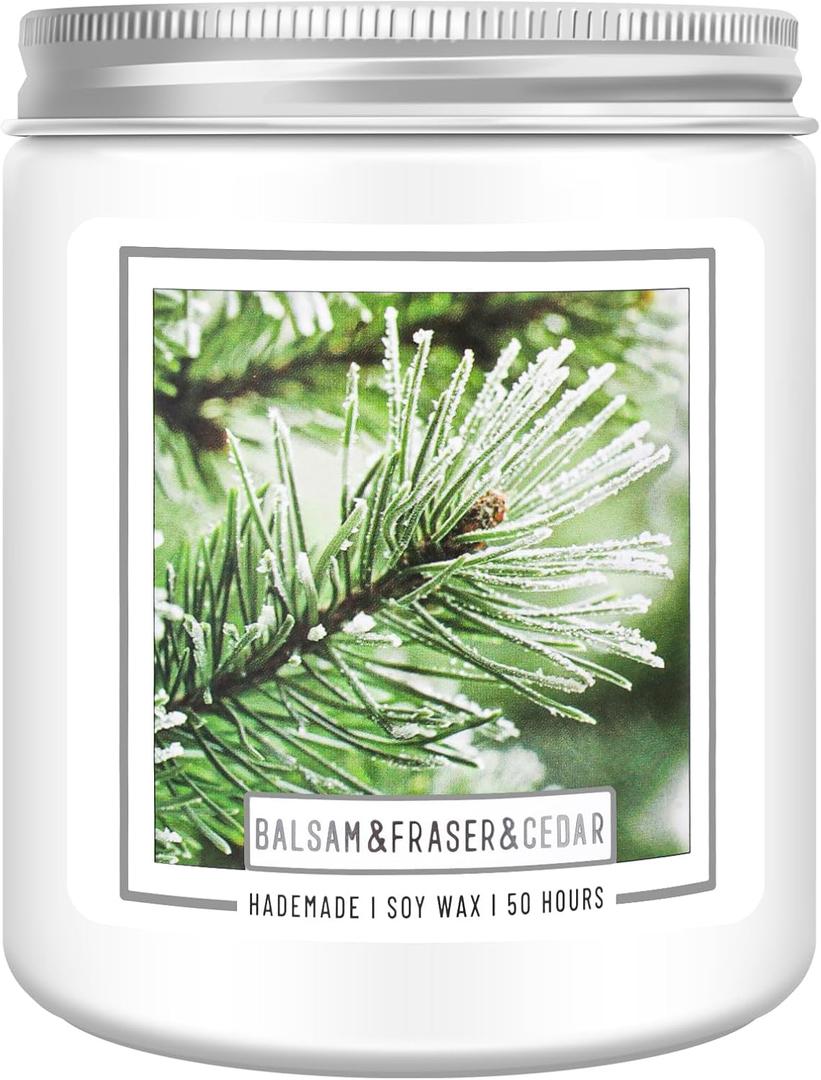 Homsolver Balsam Fir Pine Candle, Christmas Scented Candles, Holiday Natural Soy Candles with 50+ Hour Burn Time, Fir Cedar Tree Scent Gifts for Women Men, Wedding Favors for Guests, Souvenir Gifts (Pack of )
