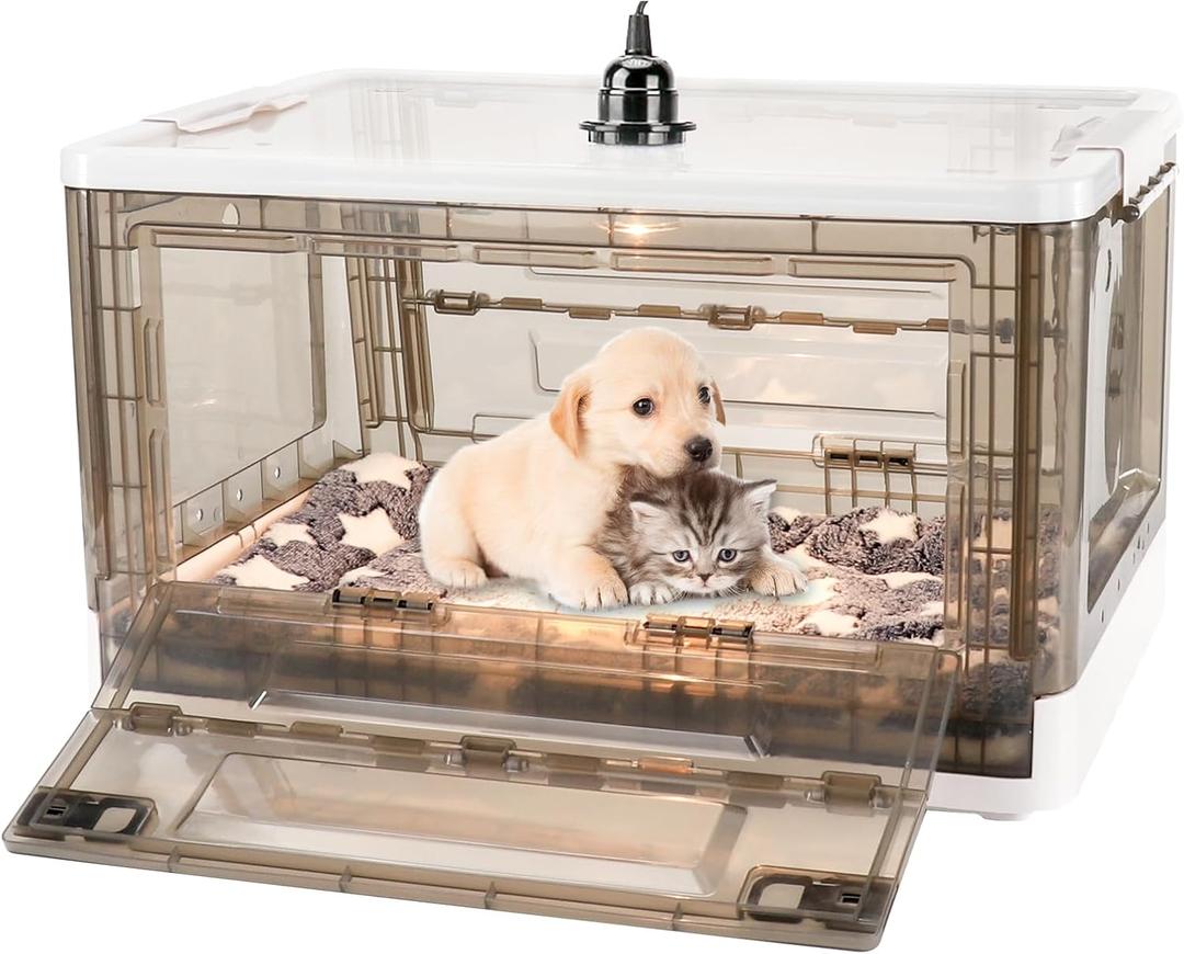 Puppy Incubator - Puppy Incubator with Heating,Incubator for Newborn Puppies and Kittens,Kitten Incubators,Incubator for Puppies with Puppy Bed Mat 55L