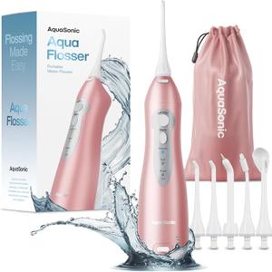 AquaSonic Water Flosser  Cordless Rechargeable Water Flossers for Teeth Cleaning  Waterproof Aqua Flosser, Portable Oral Irrigator for Dental Cleaning with 5 Jet Tips – Braces Home Travel
