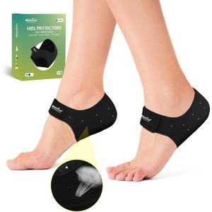 Plantar Fasciitis Gel Heel Protectors - Welnove Heel Cups for Women Men Heels Spur Pain Relief - Heel Inserts Pads for Achilles Tendonitis Dry Cracked Heel Support Cushion (W 4.5-9 / M 5-8) (S - Men 5-8  Women 4.5-9, Black)