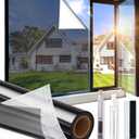 One Way Privacy Window Film,Sun Blocking Window Film with 3 Tools, Heat & UV Blocking Window Tint Film for Home, Easy Install DIY Office Window Covering See Out Not in (29.5 x 78.7 Inch, Black)