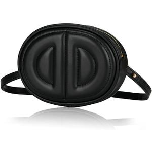 Black H cross bag for women,Fashion Small crossbody pack, Popular exquisite leather belt bag for women.