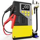 Portable Car Jump Starter with Air Compressor for Emergencies,3000A Peak and 150 PSI Max,for 12L Gas & 10L Diesel Engines,LCD Display,LED Light (Yellow)