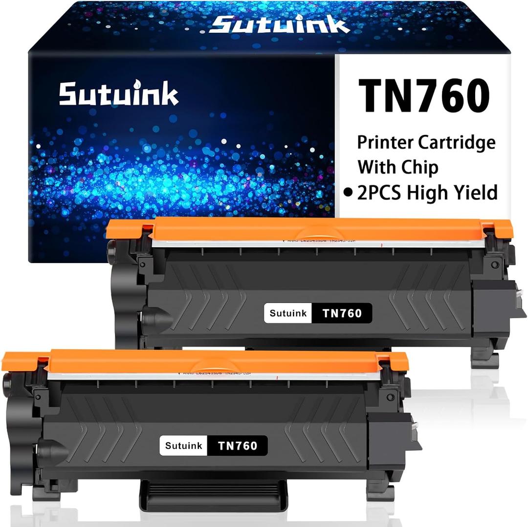 Brother Genuine High-Yield Black Toner Cartridge Twin Pack TN760 2Pk, TN7602PK, 2 Pack