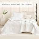 Lady Ann Cream White Oversized King Quilt Set, Stone-Washed Ruffle Oversized King Bedspreads 120x120 for Bed, Lightweight 3 PCS Shabby Quilted Crinkled Coverlet Farmhouse Rustic Bedding Set All Season