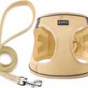 Dog Harness with Leash Set, No Pull Adjustable Reflective Step-in Puppy Pet Vest Harnesses for Small Medium Large Dogs and Cats,Beige S