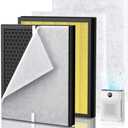 PR1 Replacement Filter for Mooka PR1 Air Purifier for Home Large Room up to 2200sq.ft, 2 Pack 3-in-1 HEPA Activated Carbon, with 4Pcs Washable Filter for Pets, PM 2.5, Yellow : Home & Kitchen