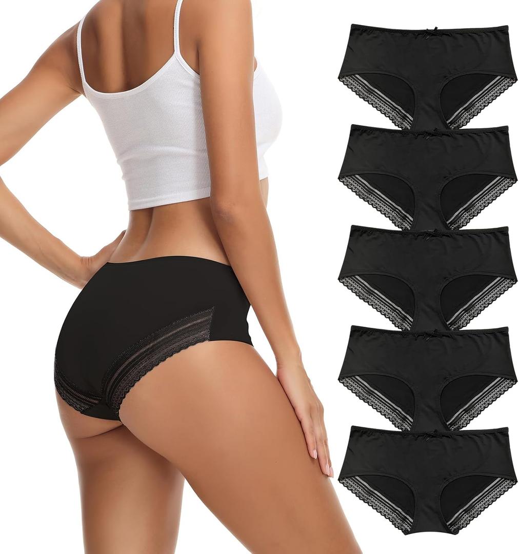 ADOVAKKER Women's Underwear Low Rise Lady Micro Smooth Breathable Briefs Hipster Panties Multipack Printing J-S1 (Large)