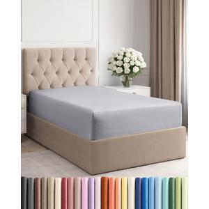 Twin XL Fitted Bed Sheet - Bottom Single Fitted Sheet Only - Ultra-Soft Hotel Luxury Bedding w/ 8-16 Inch Deep Pockets - Breathable & Wrinkle Free - Easy-Care, Fade and Shrink Resistant - Steel Blue