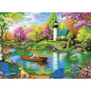 500 Piece Puzzles for Adults,Large Piece Lake Landscape Puzzle for Adults Seniors,Unique Funny Dog Art Jigsaw Puzzle,Challenging Family Activity Game Gifts for Family, Friends, Men, Women,20.5*15 In
