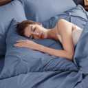 Bedsure Queen Comforter Set Slate Blue - Bed in a Bag Queen Size Bedding 7 Pieces, GentleSoft Pintuck Bed Set Gift for Family, Pinch Pleat All Season Comforter with Sheets, Pillowcases & Shams
