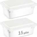 Barydat 2 Pack Food Storage Box Tote, Freezer and Dishwasher Safe Commercial Food Storage Containers Bins with Lids for Fruits Vegetables Grains Home Organization, White (3.5 Gallon)