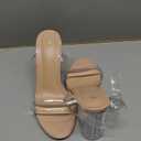 COASIS Women's Chunky Block Heels Open Toe Ankle Strap 3.5 Inch Heeled Sandals (Clear)