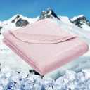 HOMFINE Cooling Blankets for Hot Sleepers - Summer Blanket Thin Lightweight Breathable Soft Double Side Enhanced Cooling for Bed Couch Sofa, Keep Cool for Night Sweats (Pink, 50x70 )